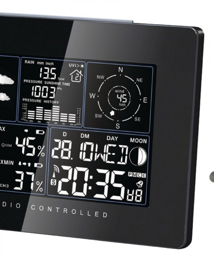 Solar Weerstation Binnen en Buiten Zwart